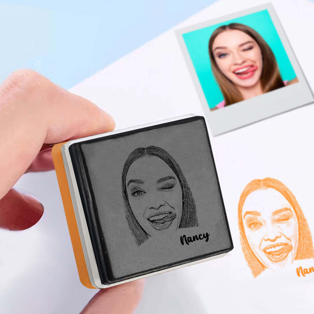 Personalized Portrait Stamp Custom with Name Stamps Funny Gifts - mysiliconefoodbag