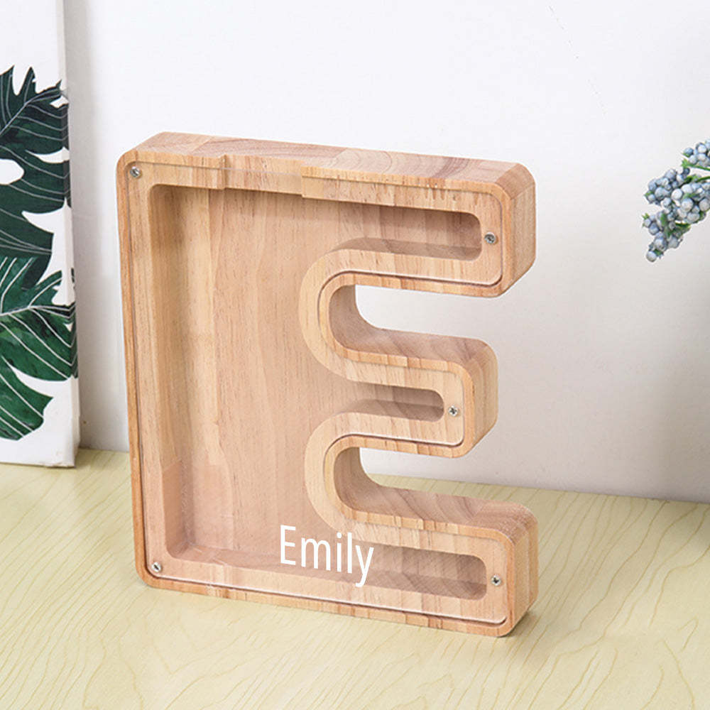 Personalized Letter Piggy Bank Custom Name Wooden Engraved Letter Money Box Gift for Kids - mysiliconefoodbag