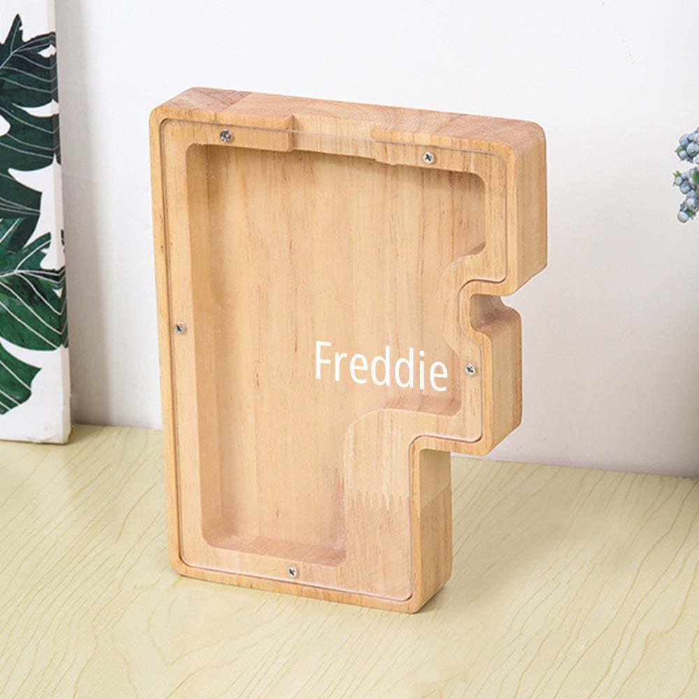 Personalized Letter Piggy Bank Custom Name Wooden Engraved Letter Money Box Gift for Kids - mysiliconefoodbag
