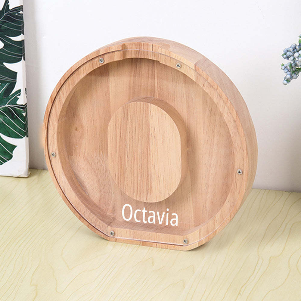 Personalized Letter Piggy Bank Custom Name Wooden Engraved Letter Money Box Gift for Kids - mysiliconefoodbag