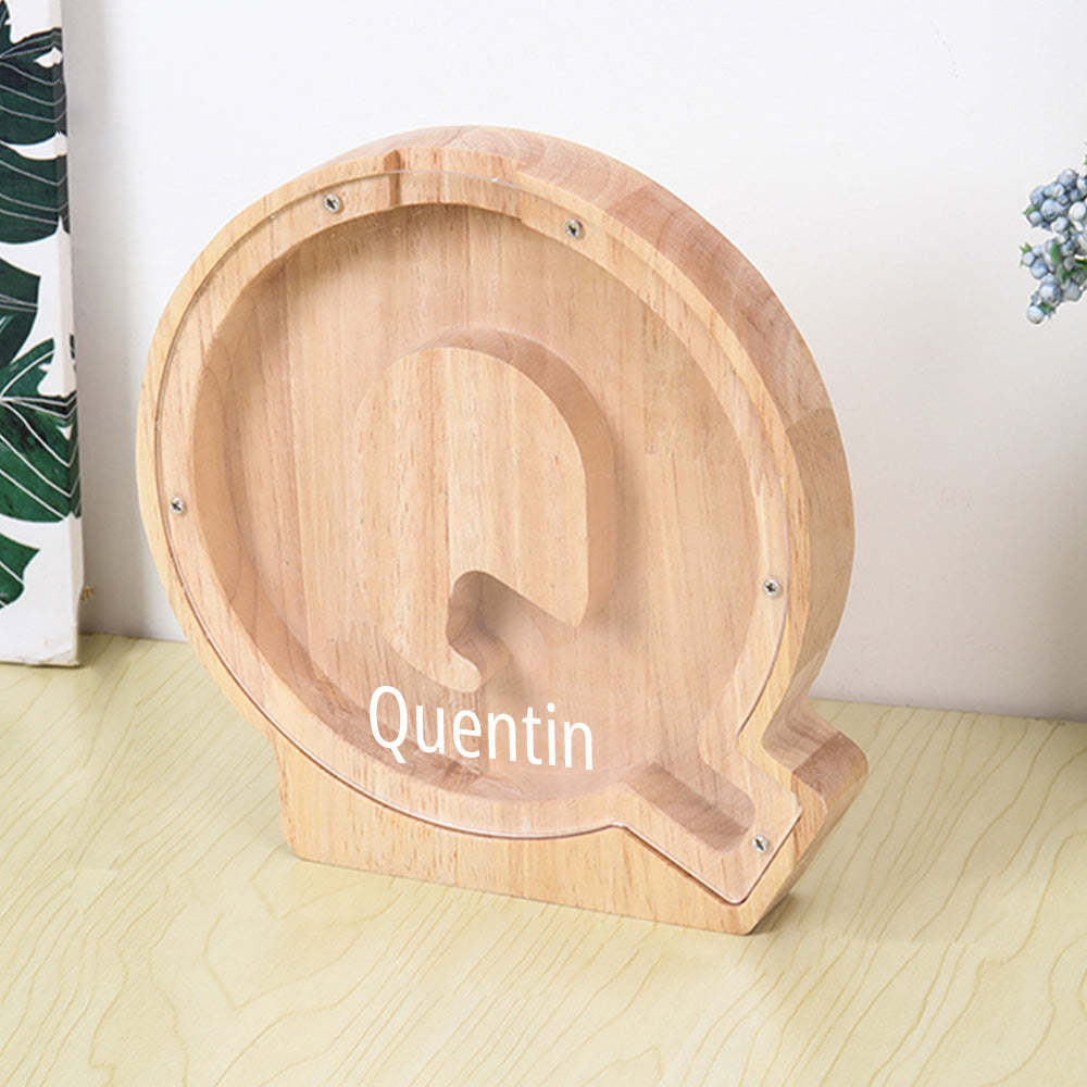 Personalized Letter Piggy Bank Custom Name Wooden Engraved Letter Money Box Gift for Kids - mysiliconefoodbag