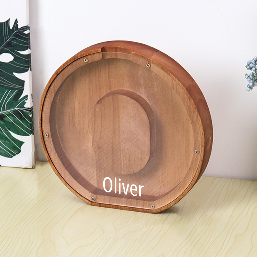 Personalized Letter Piggy Bank Custom Name Wooden Engraved Letter Money Box Gift for Kids - mysiliconefoodbag