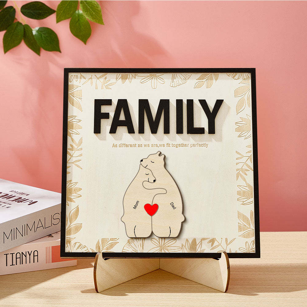 Personalized Family Bear Wooden Plaque Custom Family Member Name Sign Gift for Mom - mysiliconefoodbag