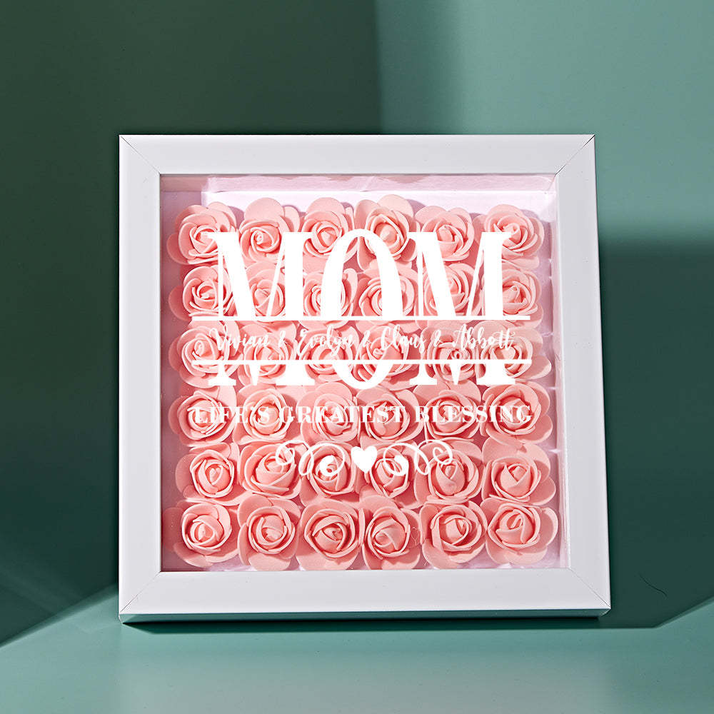 Custom Flower Shadow Box Personalized Name Flower Shadowbox Frame Mother's Day Gift - makephotopuzzleuk