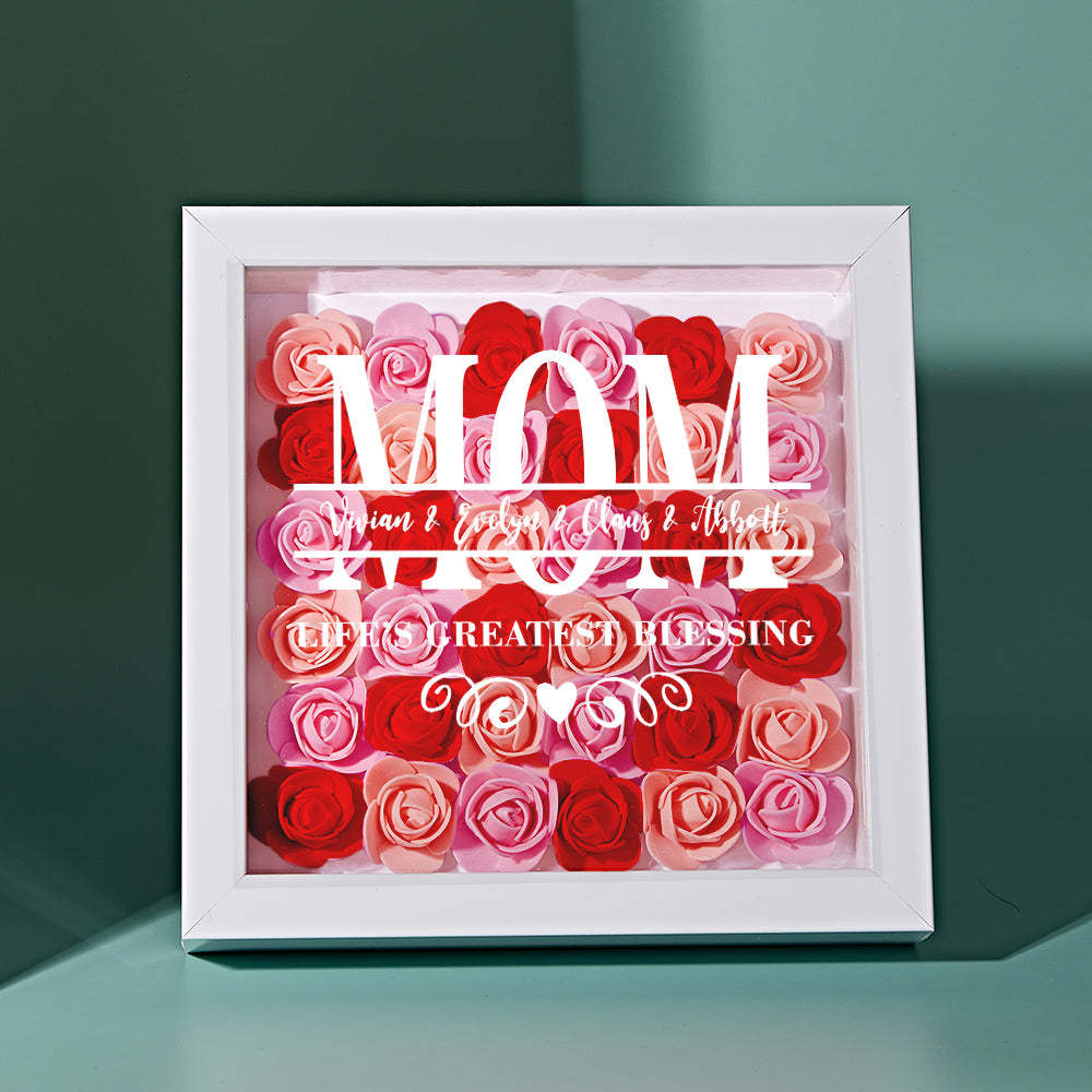 Custom Flower Shadow Box Personalized Name Flower Shadowbox Frame Mother's Day Gift - makephotopuzzleuk
