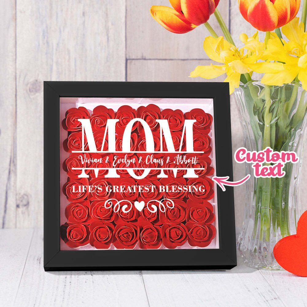 Custom Flower Shadow Box Personalized Name Flower Shadowbox Frame Mother's Day Gift - makephotopuzzleuk