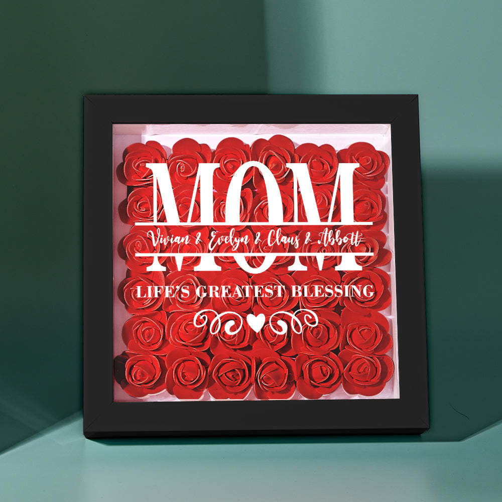 Custom Flower Shadow Box Personalized Name Flower Shadowbox Frame Mother's Day Gift - makephotopuzzleuk