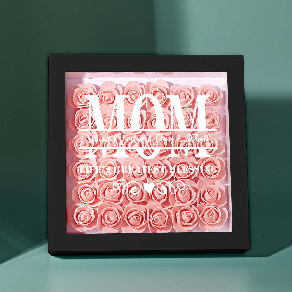 Custom Flower Shadow Box Personalized Name Flower Shadowbox Frame Mother's Day Gift - makephotopuzzleuk