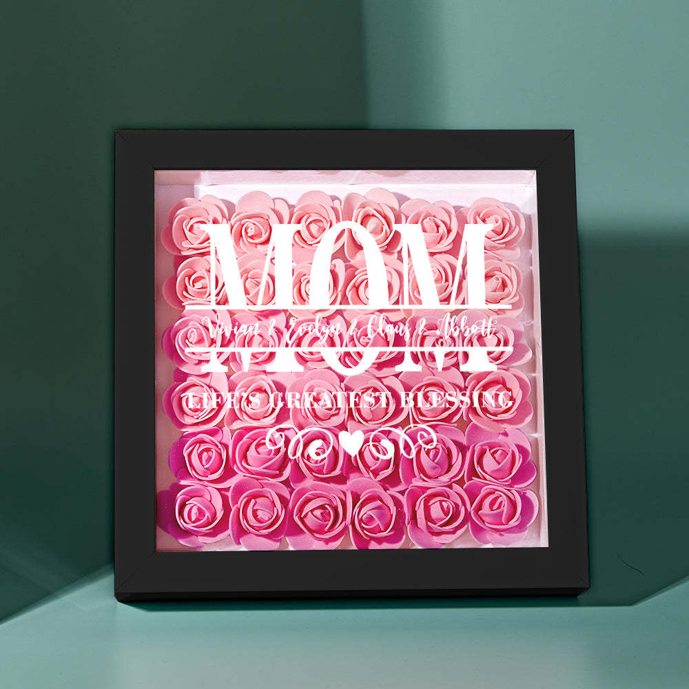 Custom Flower Shadow Box Personalized Name Flower Shadowbox Frame Mother's Day Gift - makephotopuzzleuk