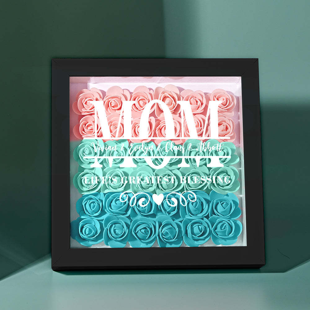 Custom Flower Shadow Box Personalized Name Flower Shadowbox Frame Mother's Day Gift - makephotopuzzleuk