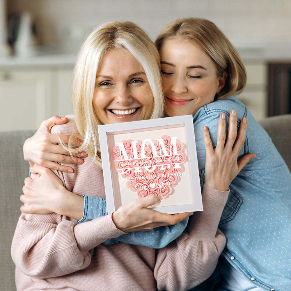 Custom Flower Shadow Box Personalized Name Flower Shadowbox Frame Mother's Day Gift - makephotopuzzleuk