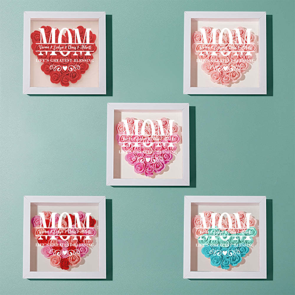 Custom Flower Shadow Box Personalized Name Flower Shadowbox Frame Mother's Day Gift - makephotopuzzleuk