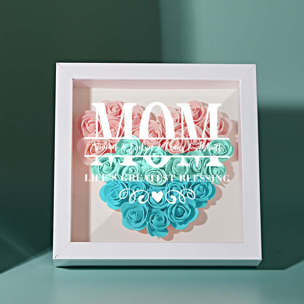 Custom Flower Shadow Box Personalized Name Flower Shadowbox Frame Mother's Day Gift - makephotopuzzleuk