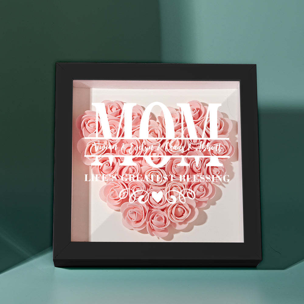 Custom Flower Shadow Box Personalized Name Flower Shadowbox Frame Mother's Day Gift - makephotopuzzleuk