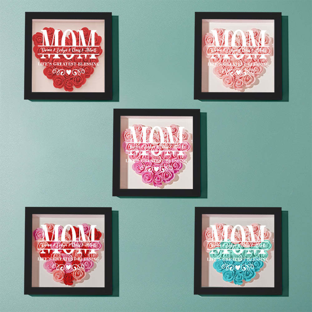 Custom Flower Shadow Box Personalized Name Flower Shadowbox Frame Mother's Day Gift - makephotopuzzleuk