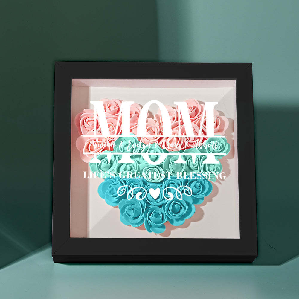 Custom Flower Shadow Box Personalized Name Flower Shadowbox Frame Mother's Day Gift - makephotopuzzleuk