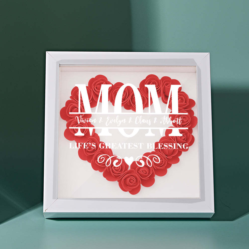 Custom Flower Shadow Box Personalized Name Flower Shadowbox Frame Mother's Day Gift - makephotopuzzleuk