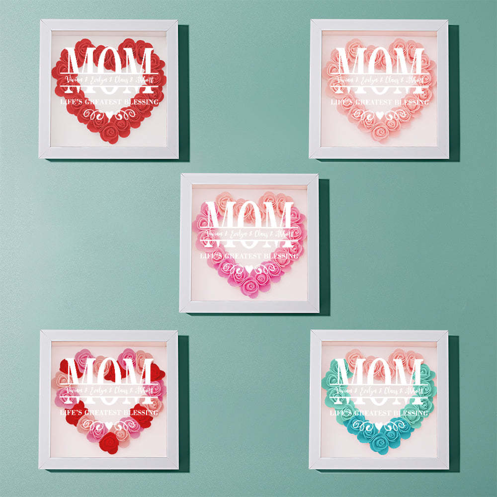 Custom Flower Shadow Box Personalized Name Flower Shadowbox Frame Mother's Day Gift - makephotopuzzleuk