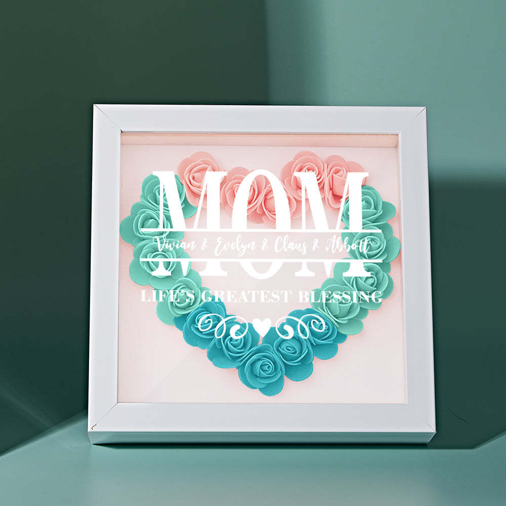 Custom Flower Shadow Box Personalized Name Flower Shadowbox Frame Mother's Day Gift - makephotopuzzleuk