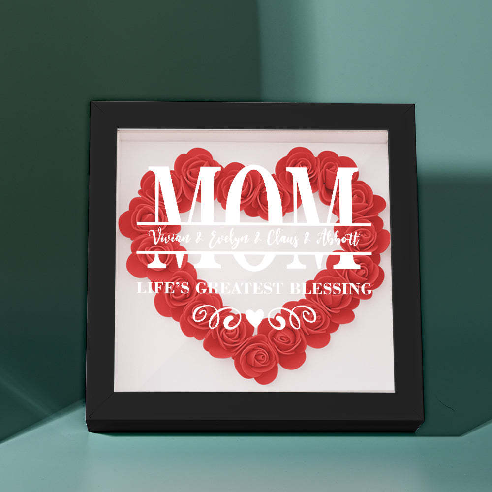 Custom Flower Shadow Box Personalized Name Flower Shadowbox Frame Mother's Day Gift - makephotopuzzleuk