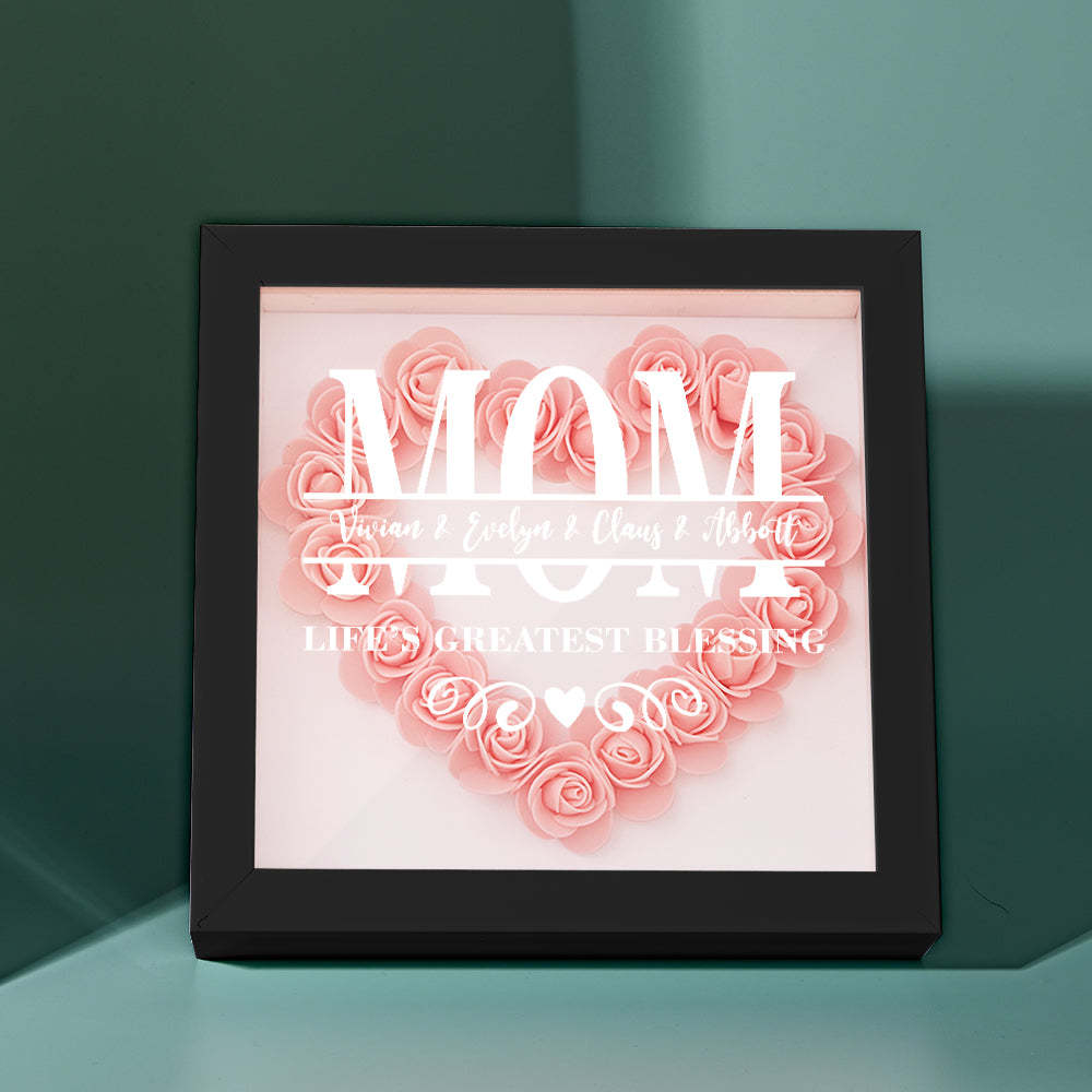 Custom Flower Shadow Box Personalized Name Flower Shadowbox Frame Mother's Day Gift - makephotopuzzleuk