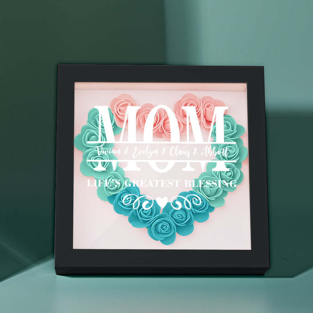 Custom Flower Shadow Box Personalized Name Flower Shadowbox Frame Mother's Day Gift - makephotopuzzleuk