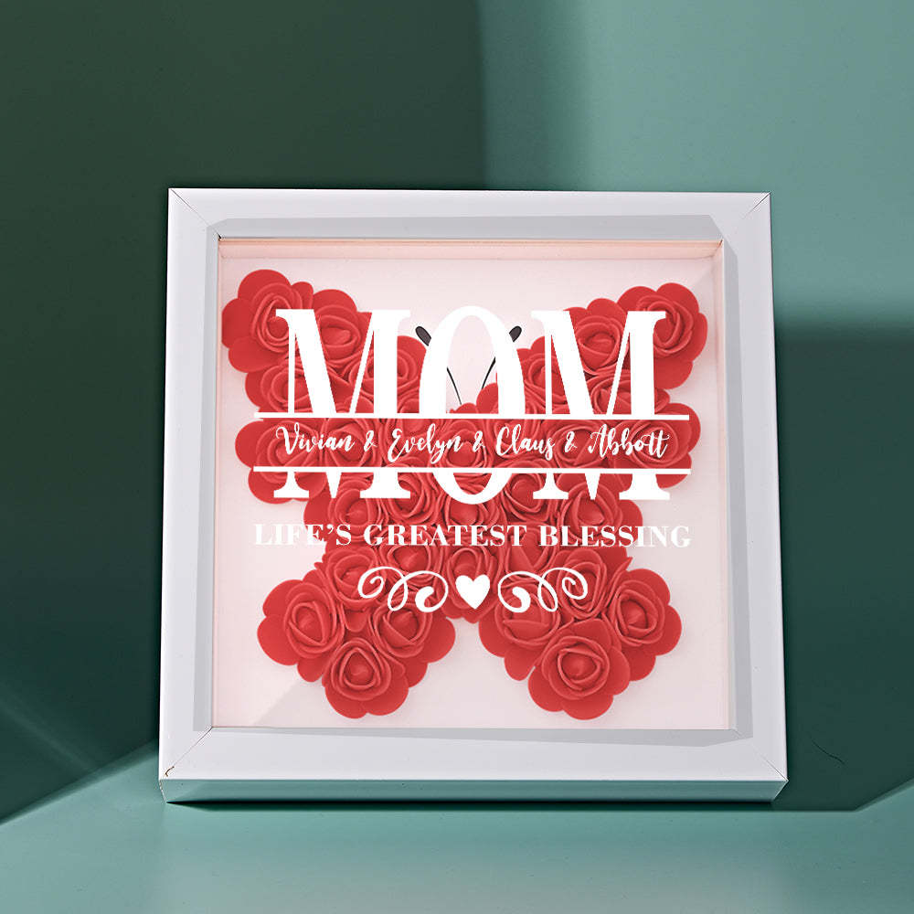 Custom Flower Shadow Box Personalized Name Flower Shadowbox Frame Mother's Day Gift - makephotopuzzleuk