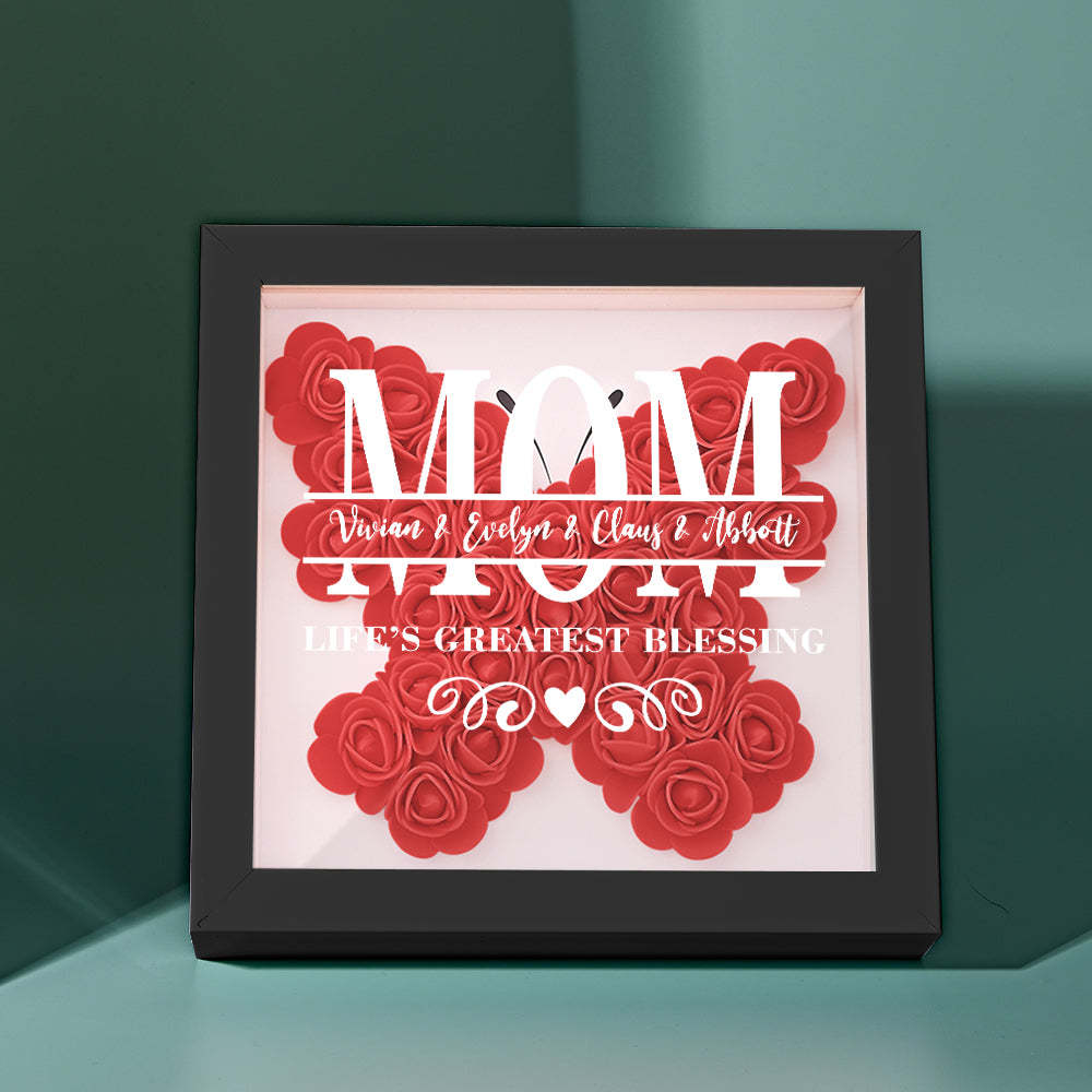 Custom Flower Shadow Box Personalized Name Flower Shadowbox Frame Mother's Day Gift - makephotopuzzleuk