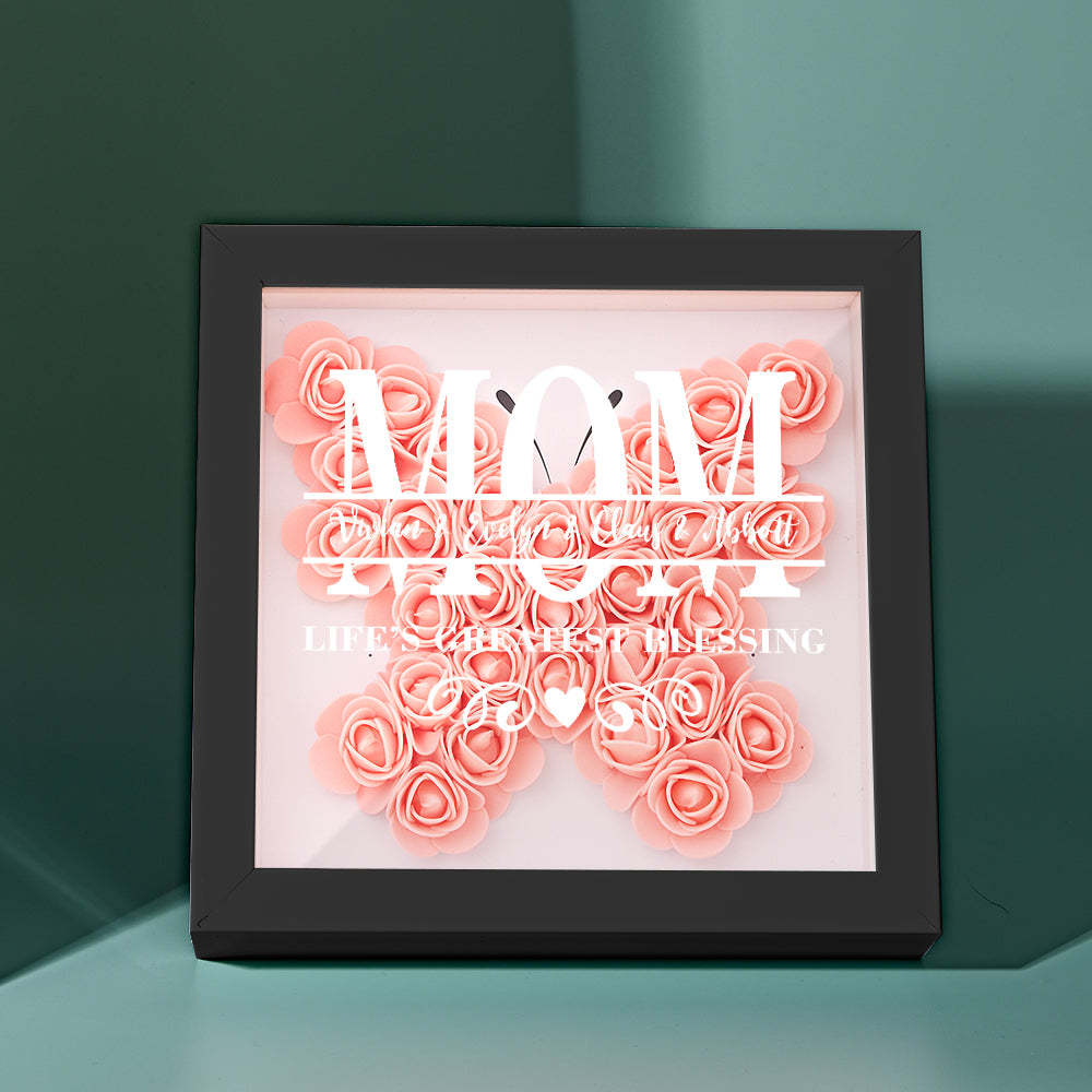 Custom Flower Shadow Box Personalized Name Flower Shadowbox Frame Mother's Day Gift - makephotopuzzleuk
