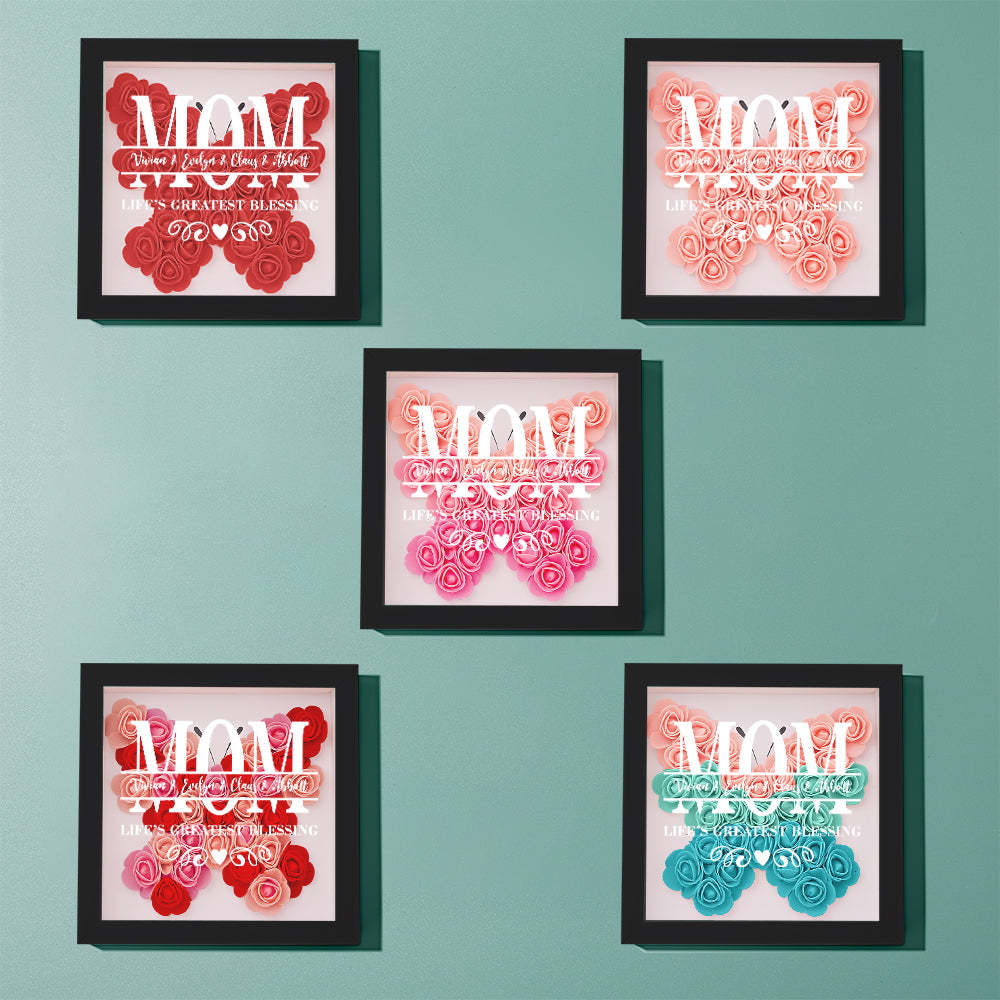 Custom Flower Shadow Box Personalized Name Flower Shadowbox Frame Mother's Day Gift - makephotopuzzleuk