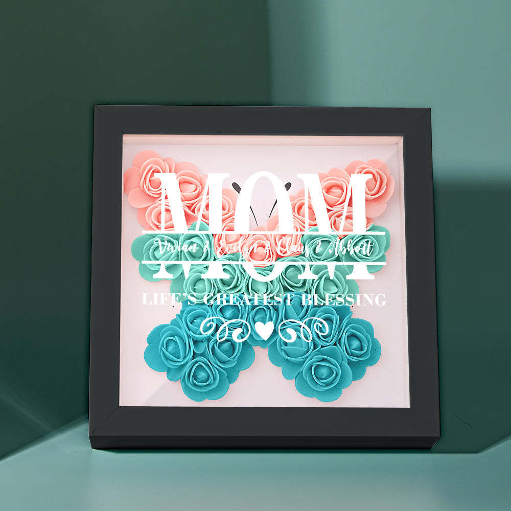 Custom Flower Shadow Box Personalized Name Flower Shadowbox Frame Mother's Day Gift - makephotopuzzleuk