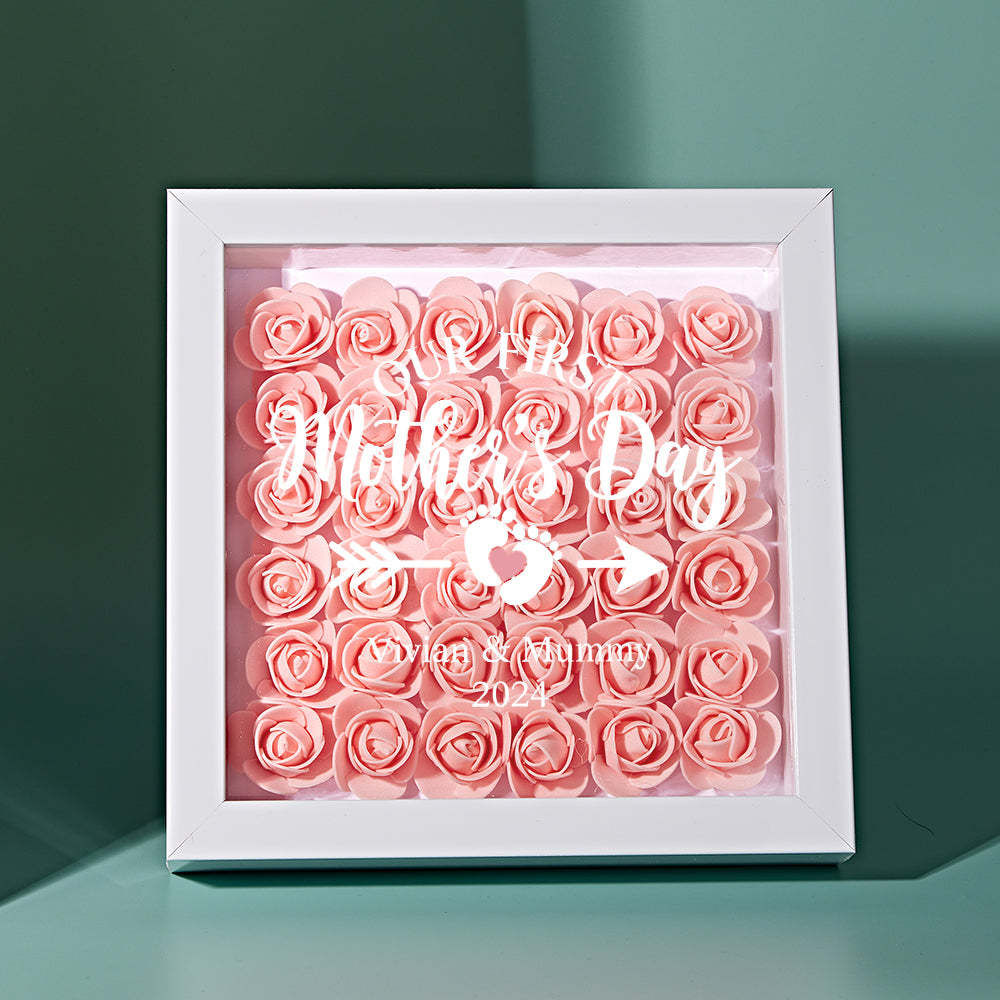Custom Flower Shadow Box Personalized Flower Shadowbox Frame First Mother's Day Gift - makephotopuzzleuk