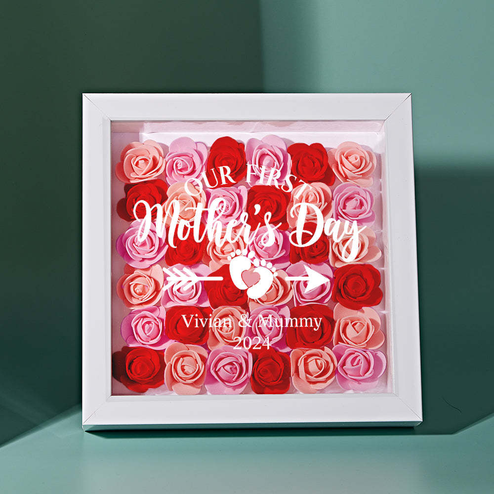 Custom Flower Shadow Box Personalized Flower Shadowbox Frame First Mother's Day Gift - makephotopuzzleuk