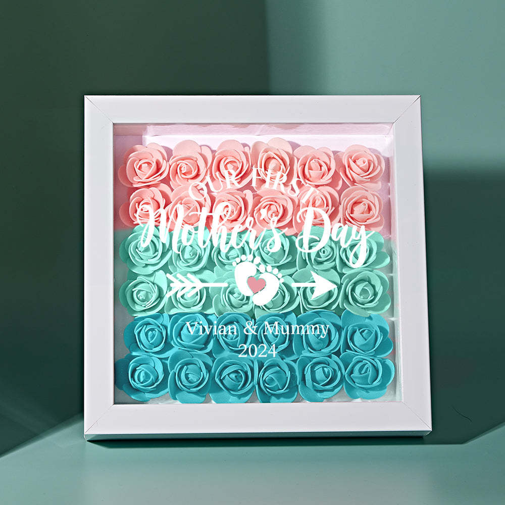Custom Flower Shadow Box Personalized Flower Shadowbox Frame First Mother's Day Gift - makephotopuzzleuk