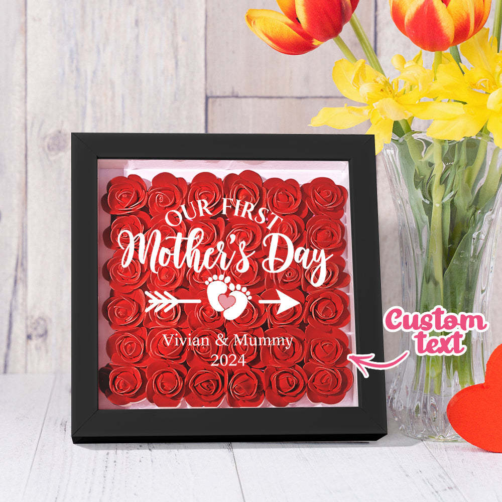 Custom Flower Shadow Box Personalized Flower Shadowbox Frame First Mother's Day Gift - makephotopuzzleuk