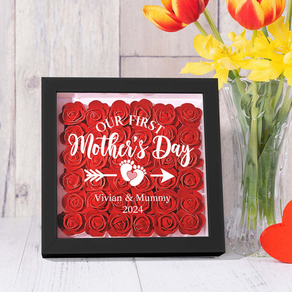 Custom Flower Shadow Box Personalized Flower Shadowbox Frame First Mother's Day Gift - makephotopuzzleuk