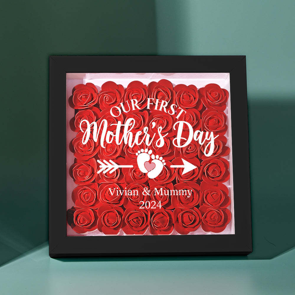 Custom Flower Shadow Box Personalized Flower Shadowbox Frame First Mother's Day Gift - makephotopuzzleuk