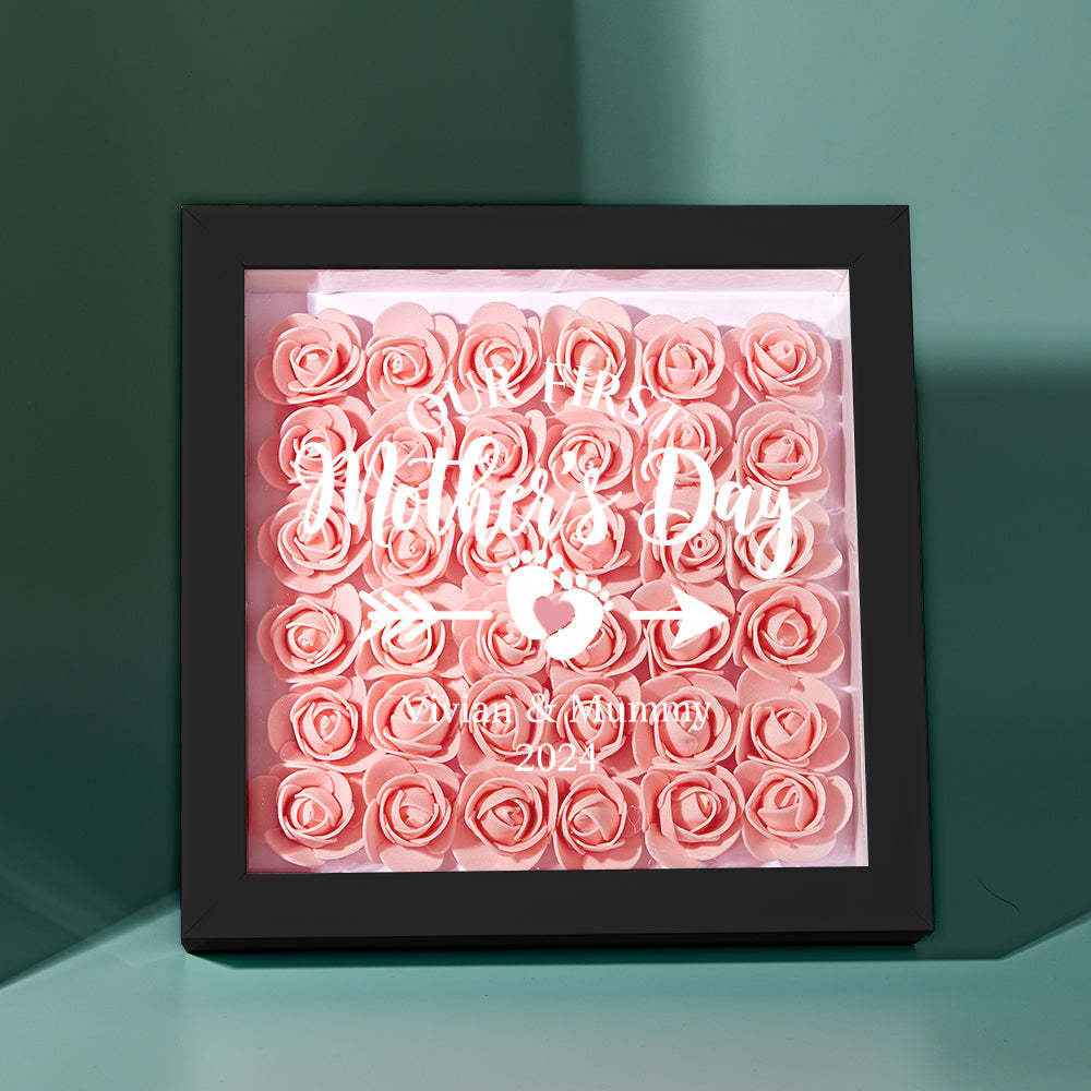 Custom Flower Shadow Box Personalized Flower Shadowbox Frame First Mother's Day Gift - makephotopuzzleuk