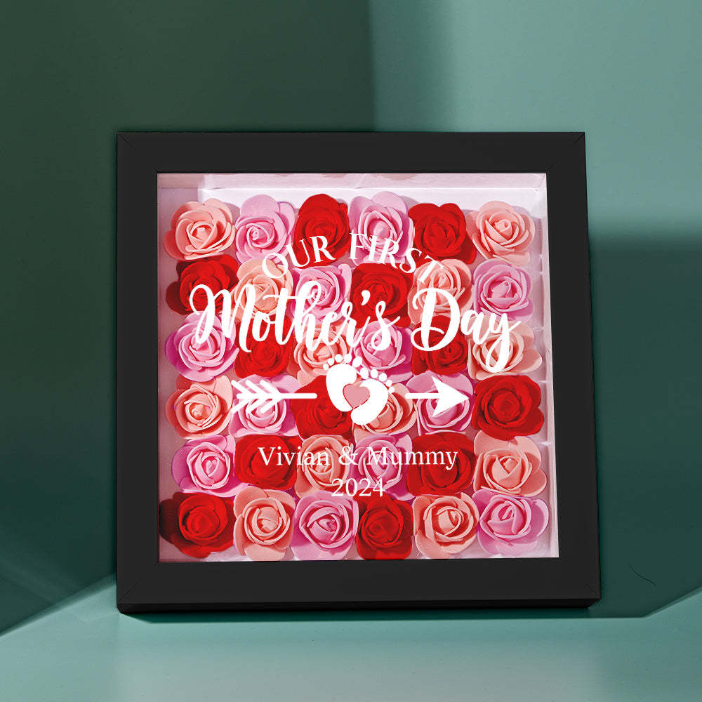 Custom Flower Shadow Box Personalized Flower Shadowbox Frame First Mother's Day Gift - makephotopuzzleuk
