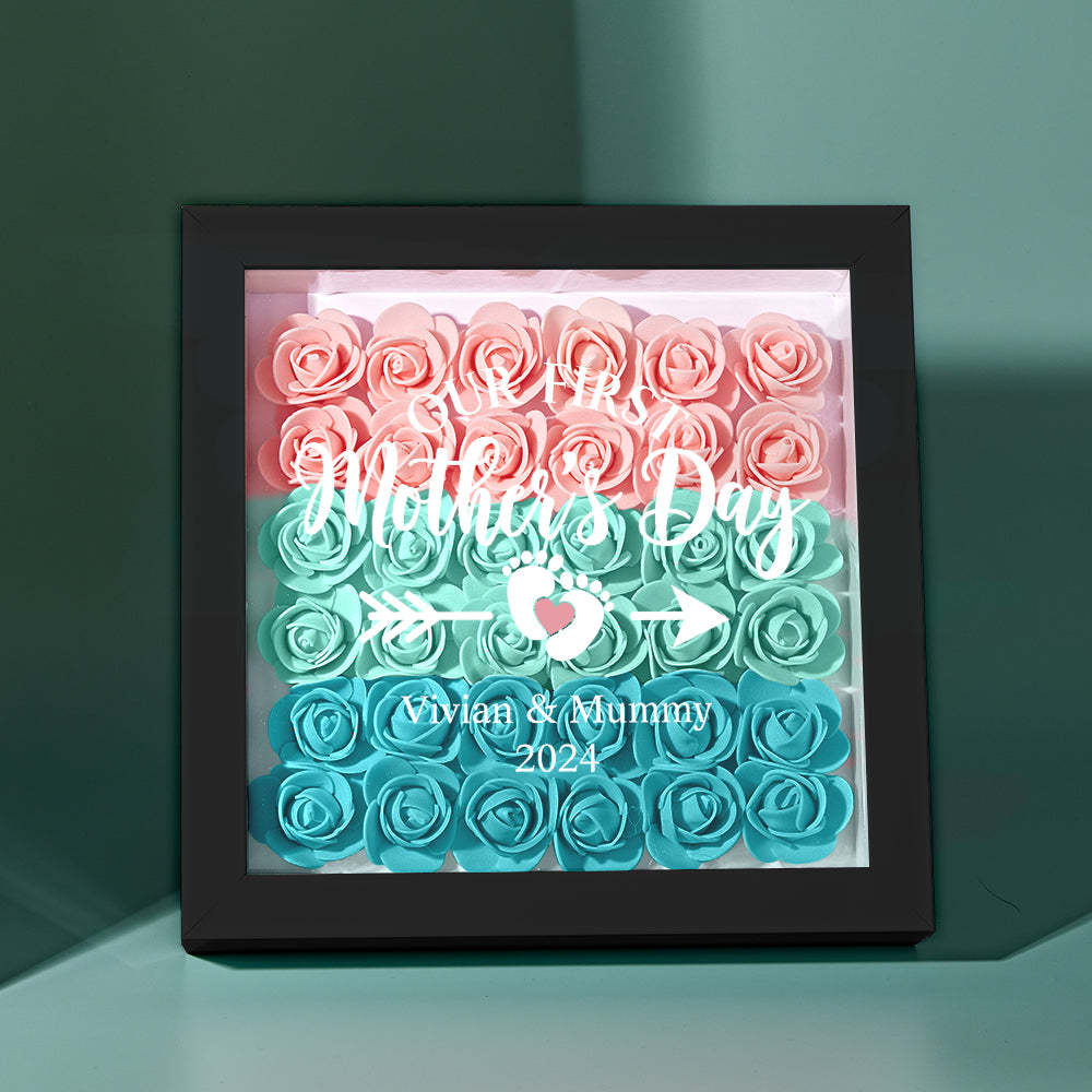 Custom Flower Shadow Box Personalized Flower Shadowbox Frame First Mother's Day Gift - makephotopuzzleuk