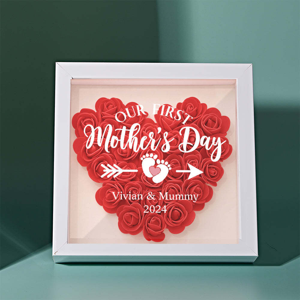 Custom Flower Shadow Box Personalized Flower Shadowbox Frame First Mother's Day Gift - makephotopuzzleuk