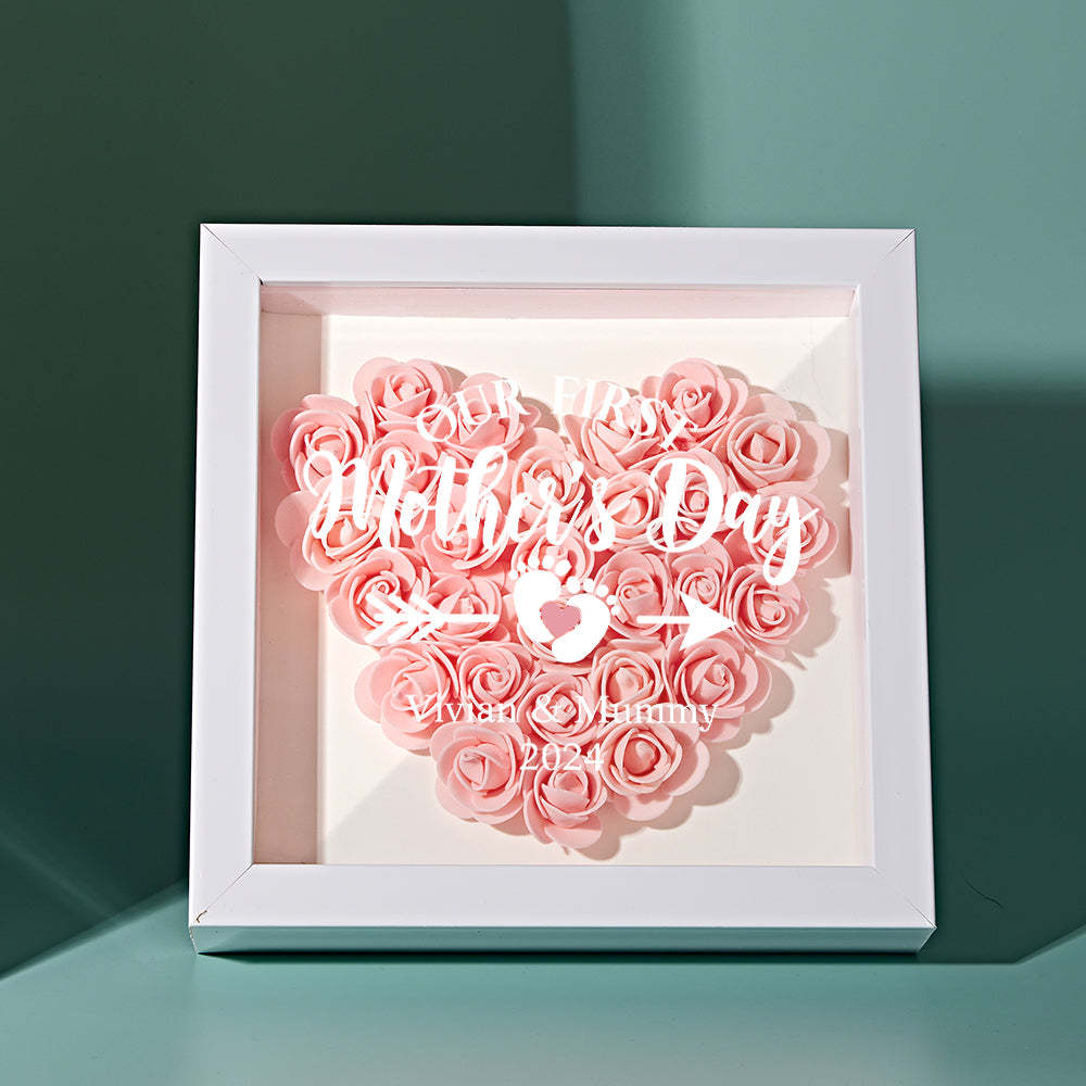 Custom Flower Shadow Box Personalized Flower Shadowbox Frame First Mother's Day Gift - makephotopuzzleuk