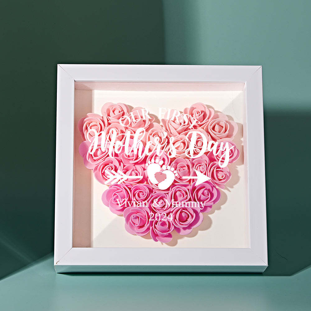Custom Flower Shadow Box Personalized Flower Shadowbox Frame First Mother's Day Gift - makephotopuzzleuk