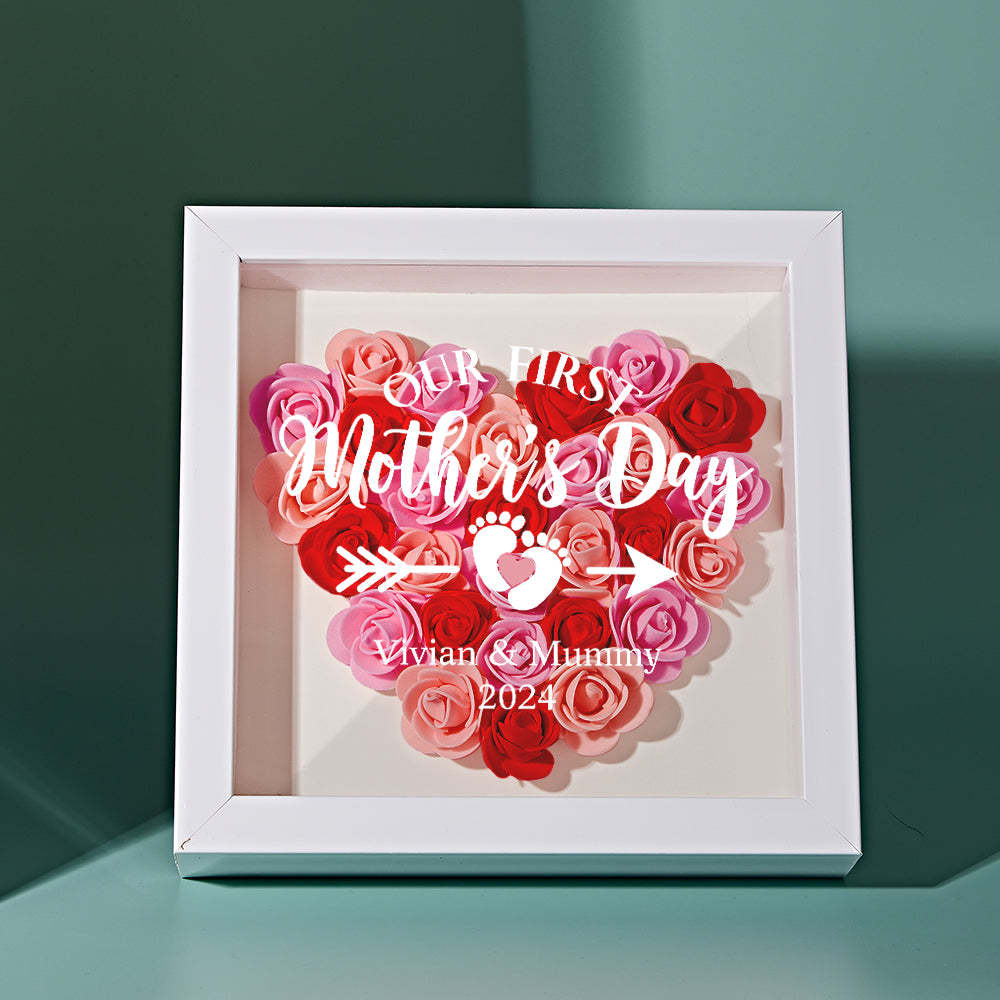 Custom Flower Shadow Box Personalized Flower Shadowbox Frame First Mother's Day Gift - makephotopuzzleuk