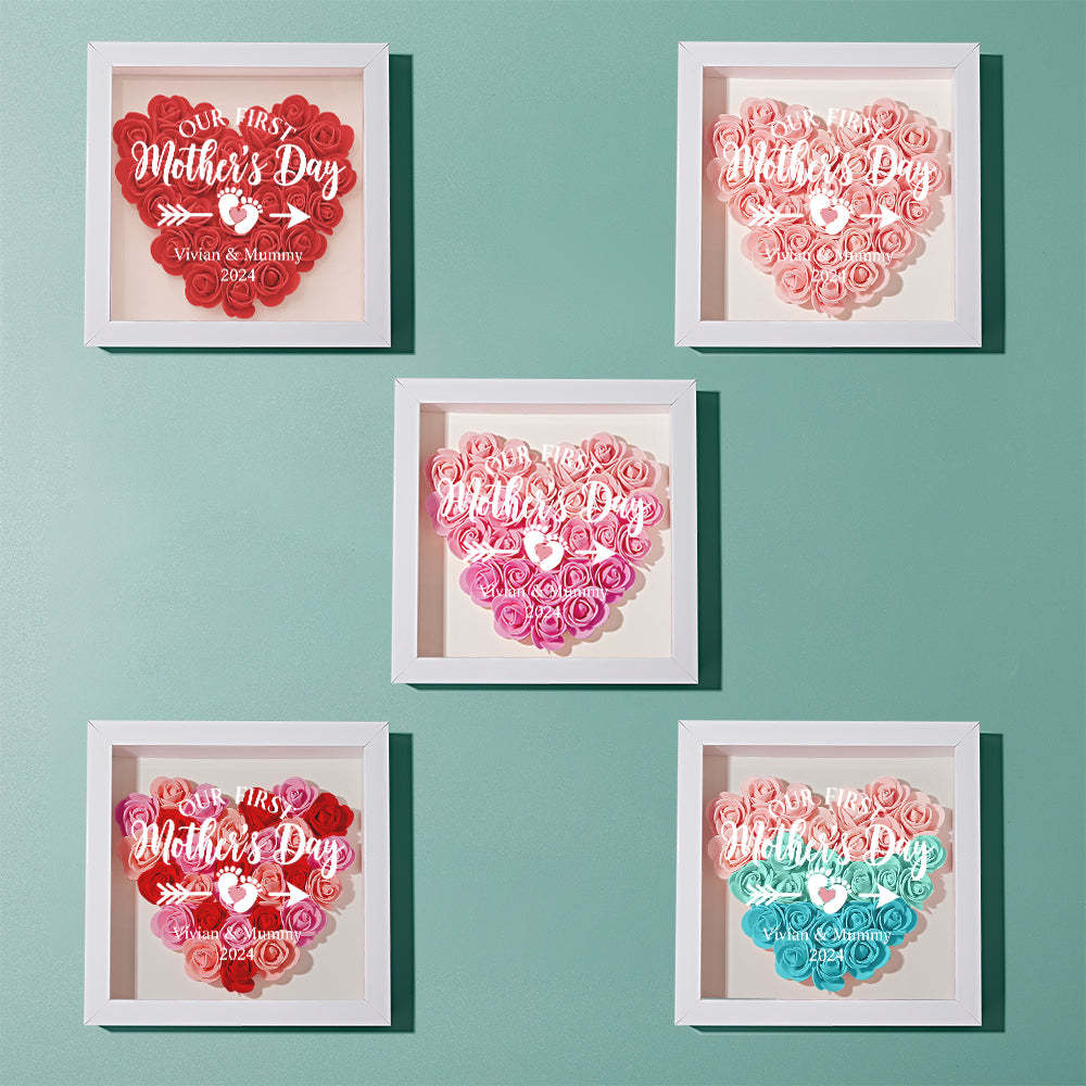 Custom Flower Shadow Box Personalized Flower Shadowbox Frame First Mother's Day Gift - makephotopuzzleuk