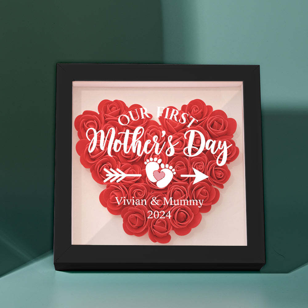 Custom Flower Shadow Box Personalized Flower Shadowbox Frame First Mother's Day Gift - makephotopuzzleuk