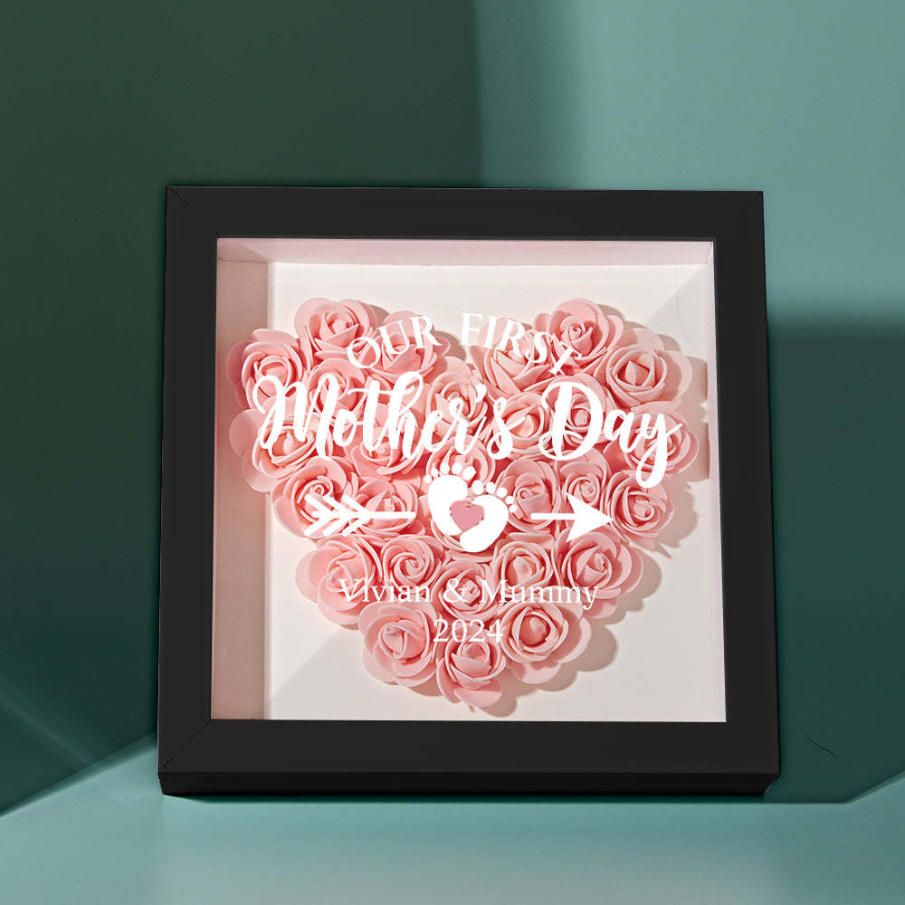 Custom Flower Shadow Box Personalized Flower Shadowbox Frame First Mother's Day Gift - makephotopuzzleuk