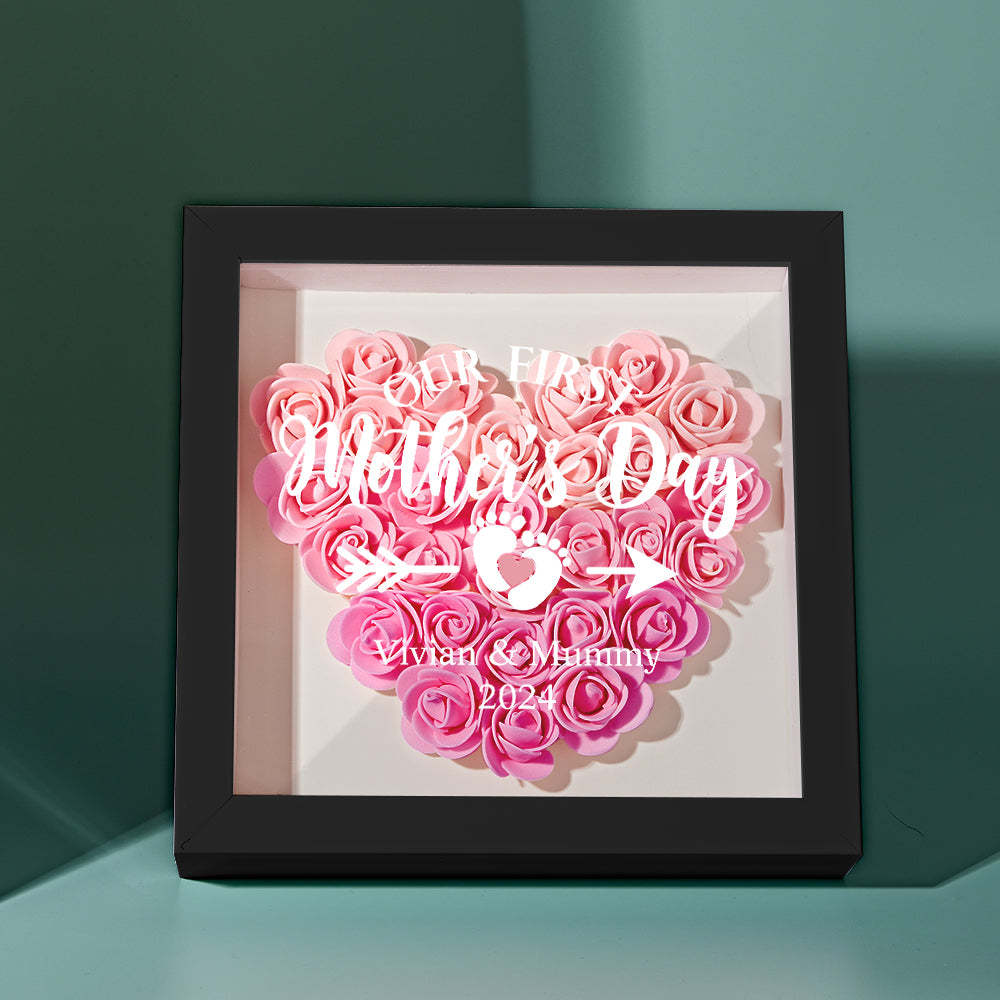 Custom Flower Shadow Box Personalized Flower Shadowbox Frame First Mother's Day Gift - makephotopuzzleuk