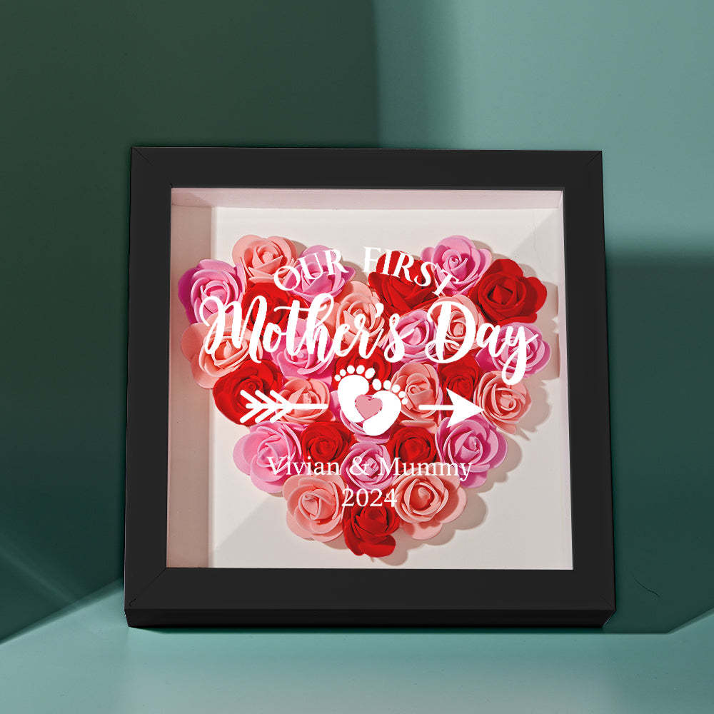 Custom Flower Shadow Box Personalized Flower Shadowbox Frame First Mother's Day Gift - makephotopuzzleuk