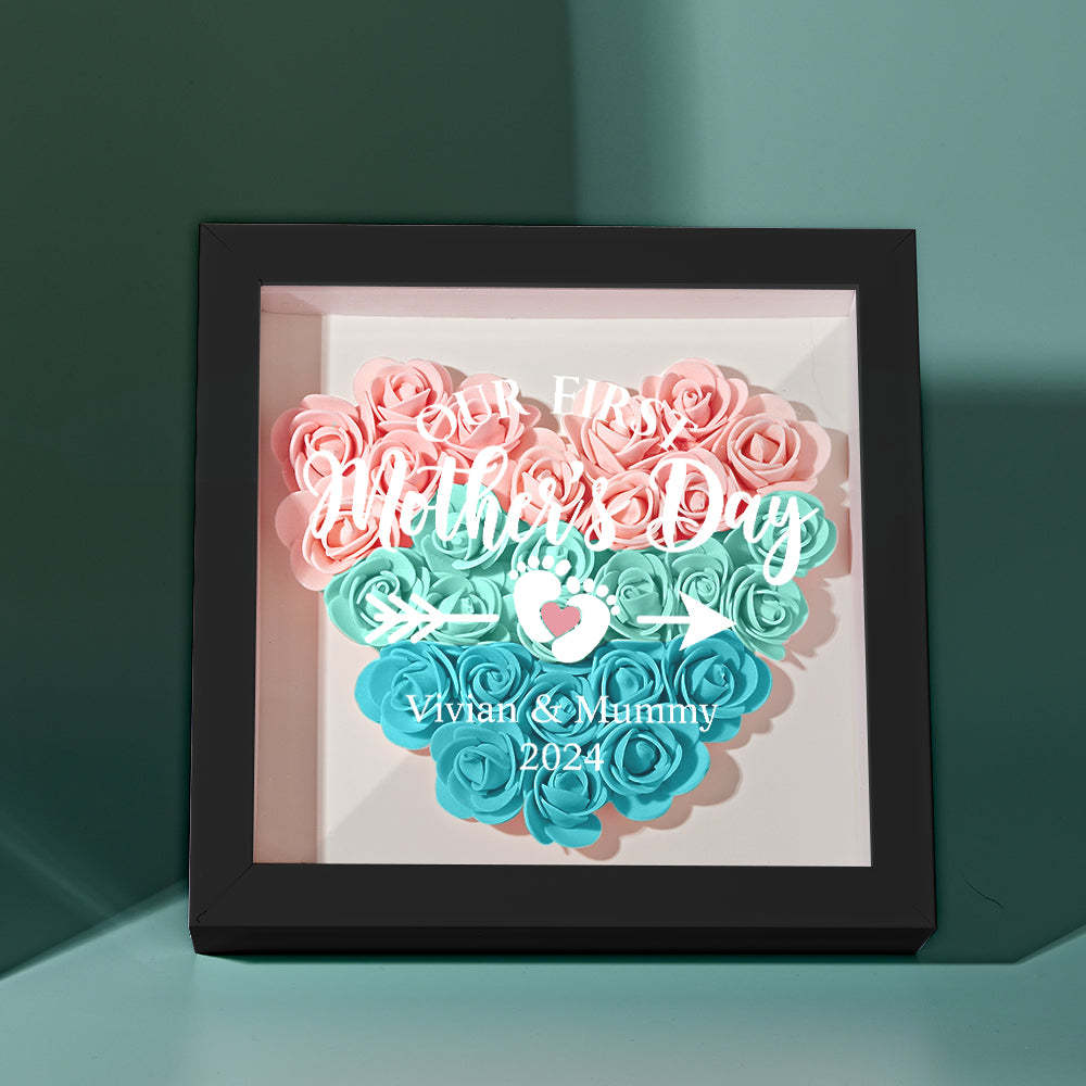 Custom Flower Shadow Box Personalized Flower Shadowbox Frame First Mother's Day Gift - makephotopuzzleuk